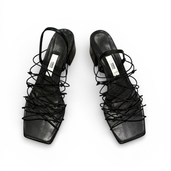 Miista Frida Strappy Sandals Block Heel Square Open Toe Black 40 - Picture 3 of 10